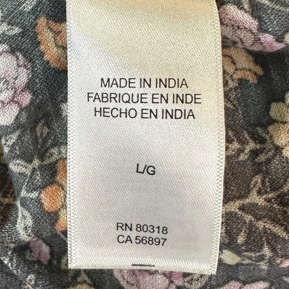 Lucky Brand Bohemian Hippie Retro 70s Lace Up Peasant Blouse Size Large - Picture 12 of 15